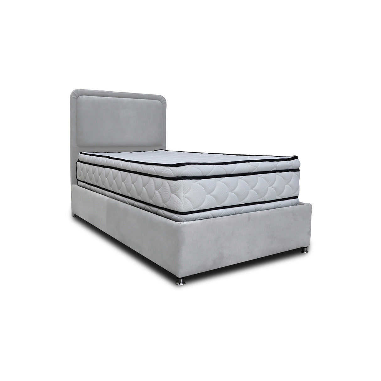 Combo Base Cama y Cabecero Nube Gris Claro 120x30cm para Colchón Semidoble 120 X 190 Cm con Colchón