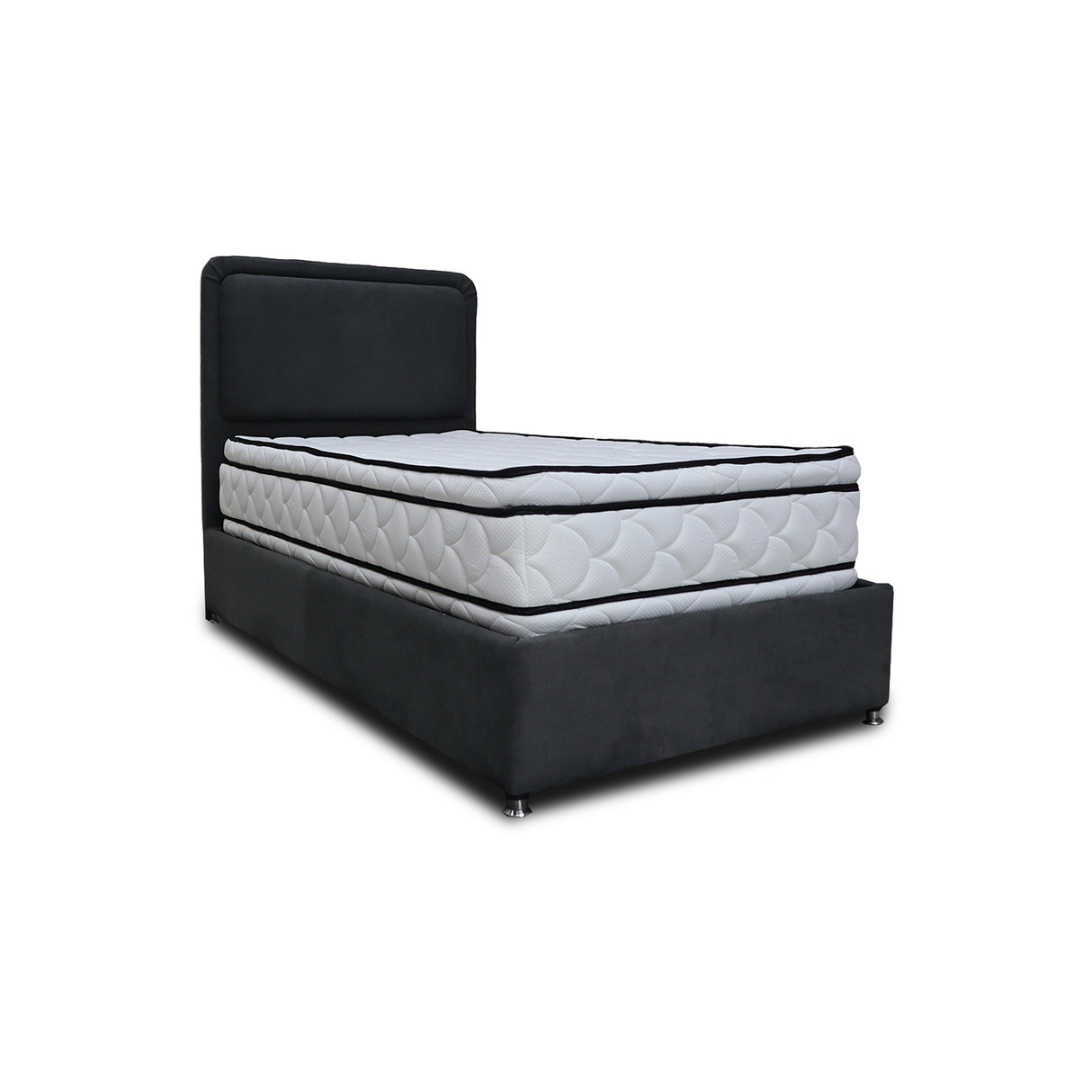 Combo Base Cama y Cabecero Nube Negro 120x30cm para Colchón Semidoble 120 X 190 Cm con Colchón