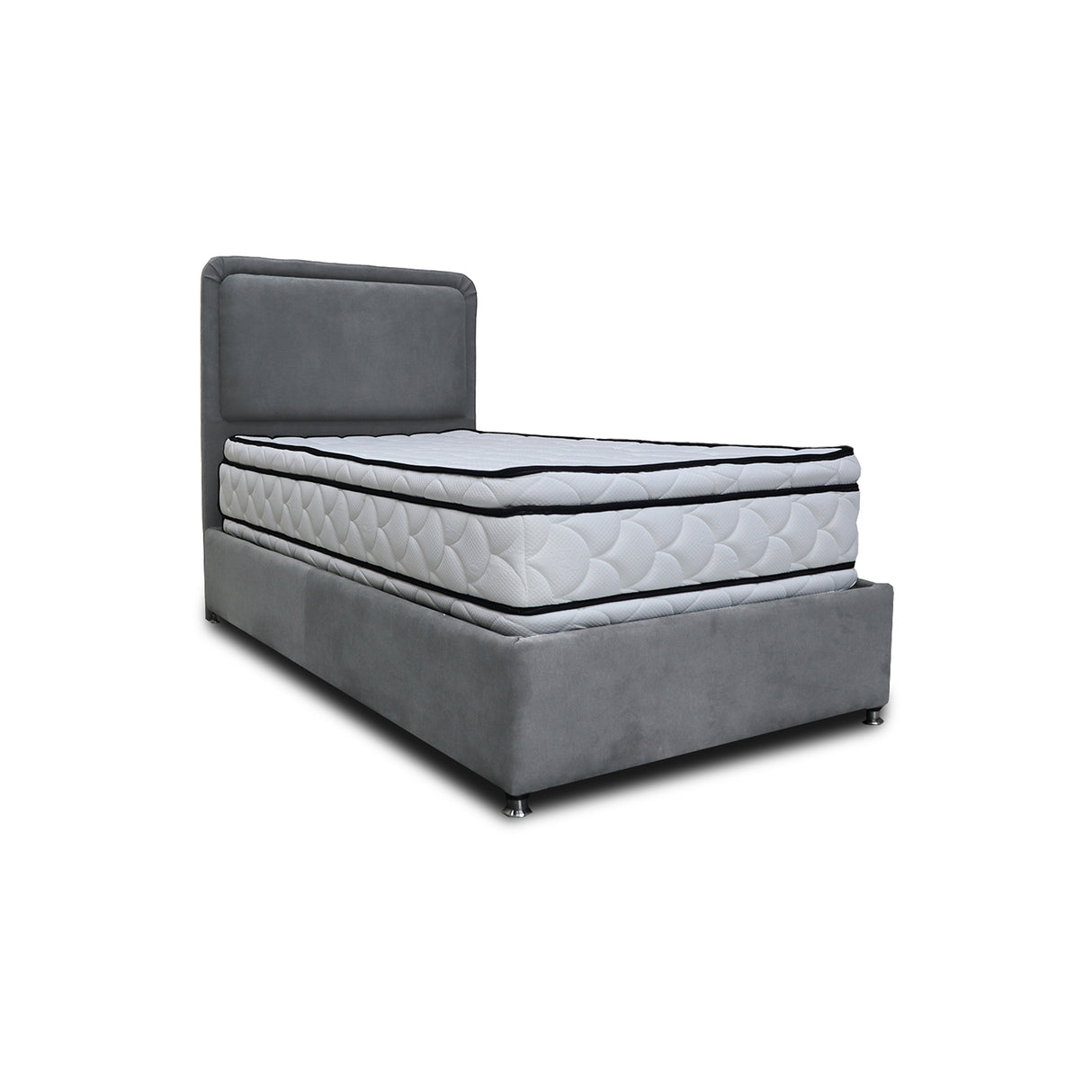 Combo Base Cama y Cabecero Nube Gris Oscuro 140x30cm para Colchón Doble 140 X 190 Cm con Colchón