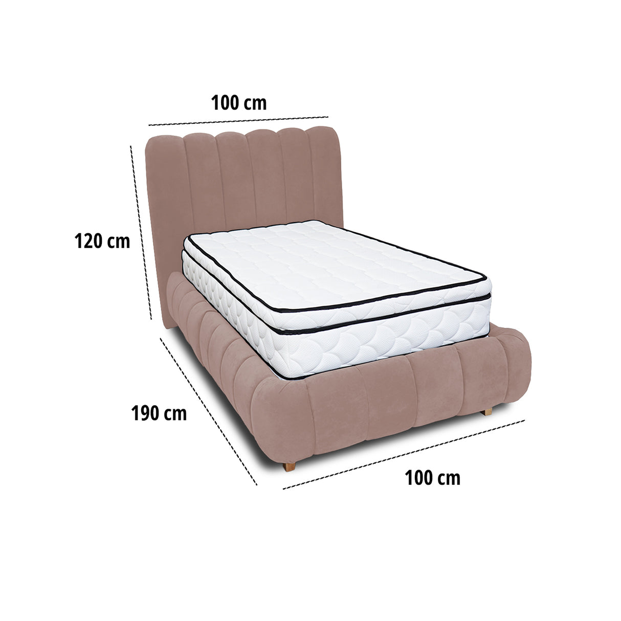 Combo Base Cama y Cabecero Praga Camel 100x40cm para Colchón Sencillo 100 X 190 Cm con Colchón