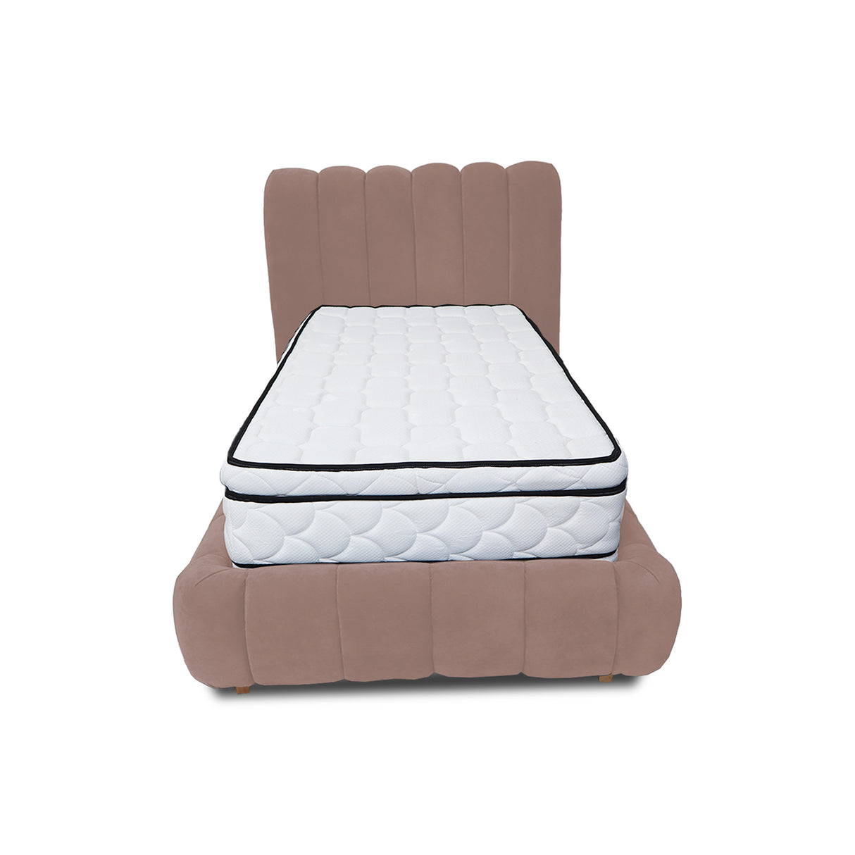 Combo Base Cama y Cabecero Praga Camel 120x40cm para Colchón Semidoble 120 X 190 Cm con Colchón