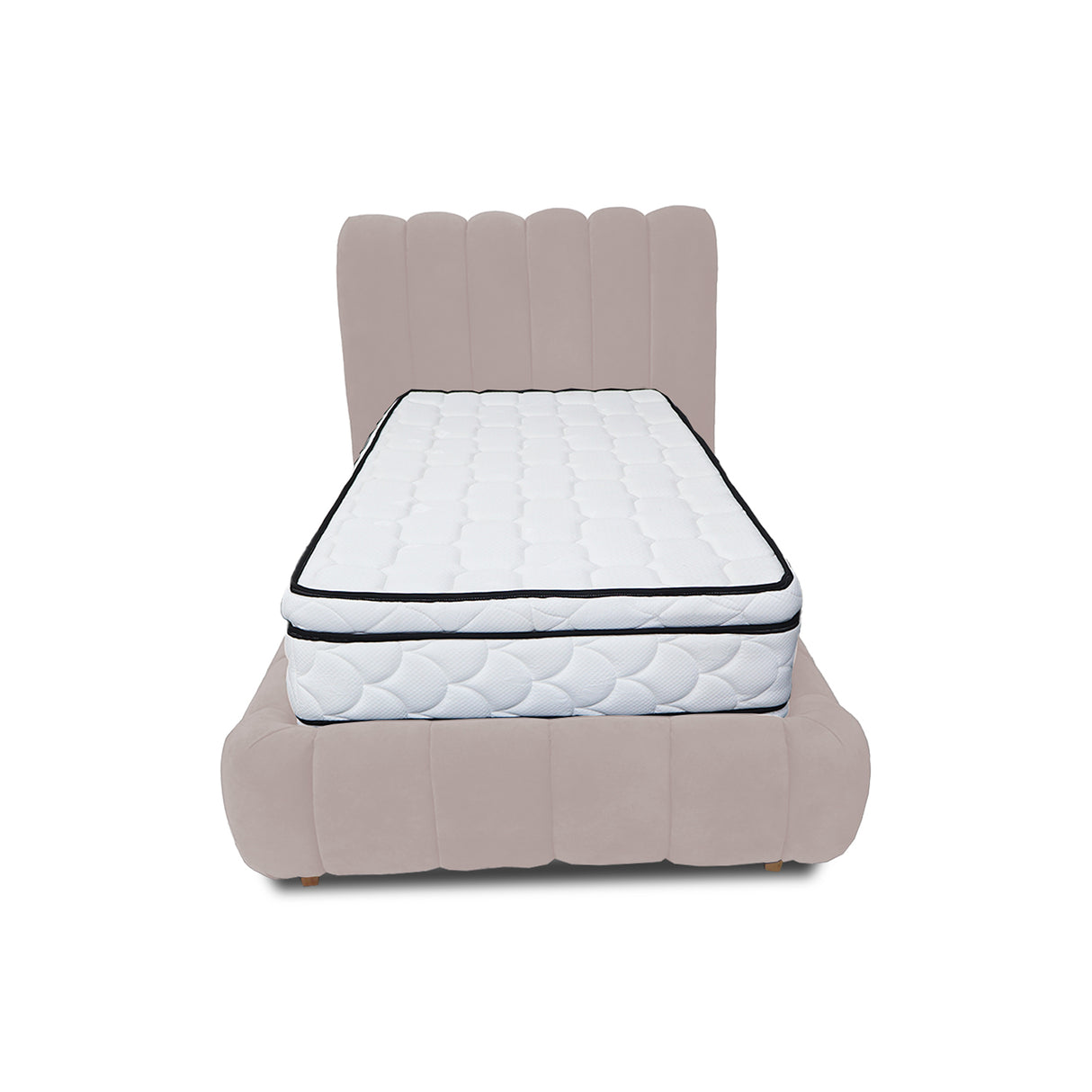 Combo Base Cama y Cabecero Praga Beige 160x40cm para Colchón Queen 160 X 190 Cm con Colchón