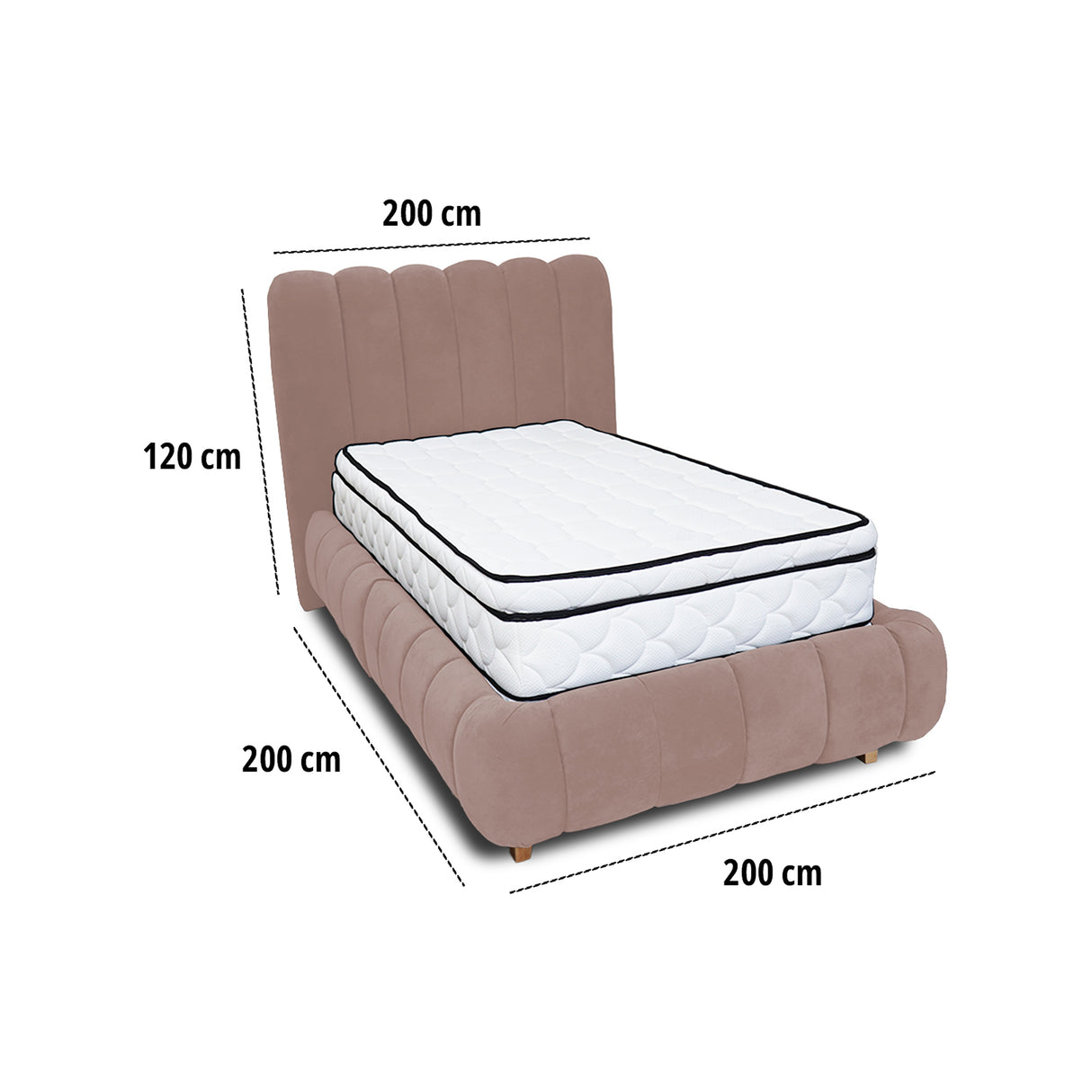 Combo Base Cama y Cabecero Praga Camel 200x40cm para Colchón King 200 X 190 Cm con Colchón