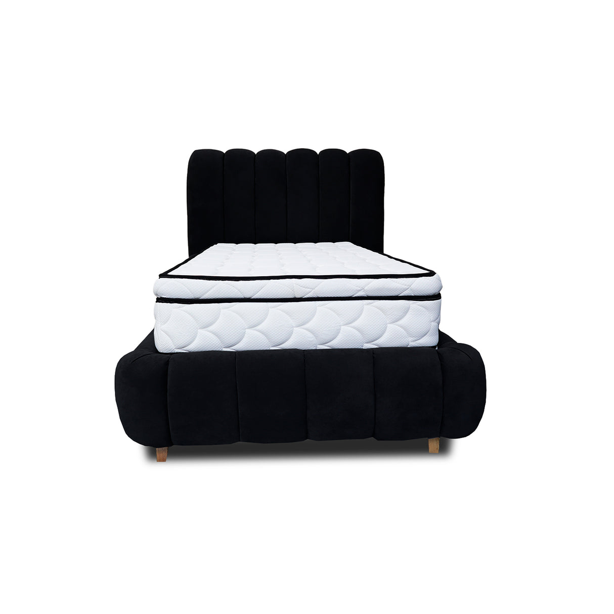 Combo Base Cama y Cabecero Praga Negro 200x40cm para Colchón King 200 X 190 Cm con Colchón