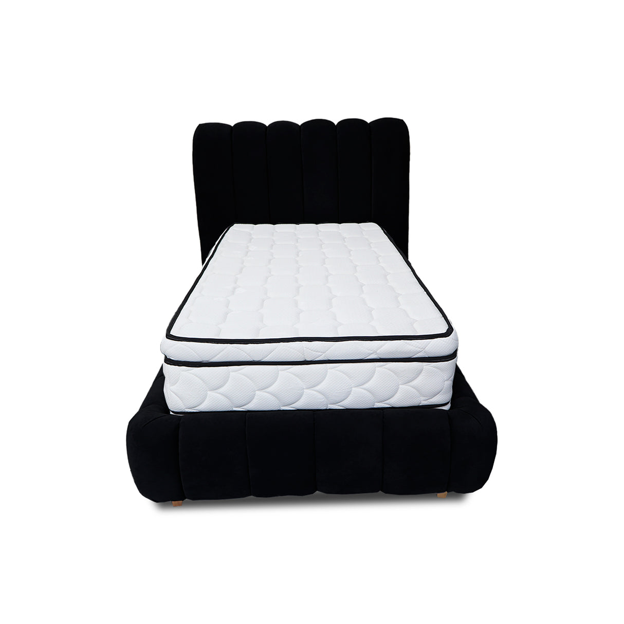 Combo Base Cama y Cabecero Praga Negro 200x40cm para Colchón King 200 X 190 Cm con Colchón