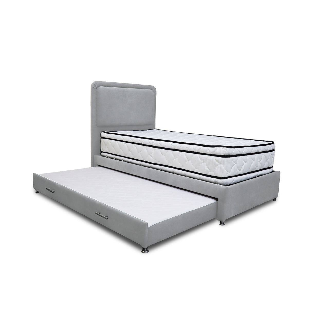 Combo Cama Tarima Nido y Cabecero Nube Gris Claro 120x35cm para Colchón Semidoble 120 X 190 Cm con Colchón