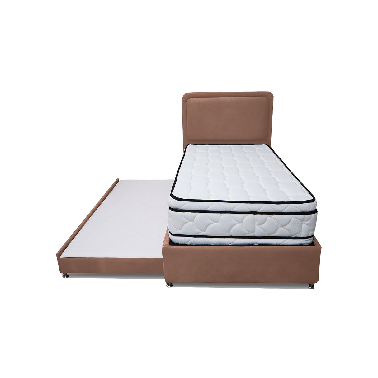 Combo Cama Tarima Nido y Cabecero Nube Camel 140x35cm para Colchón Doble 140 X 190 Cm con Colchón