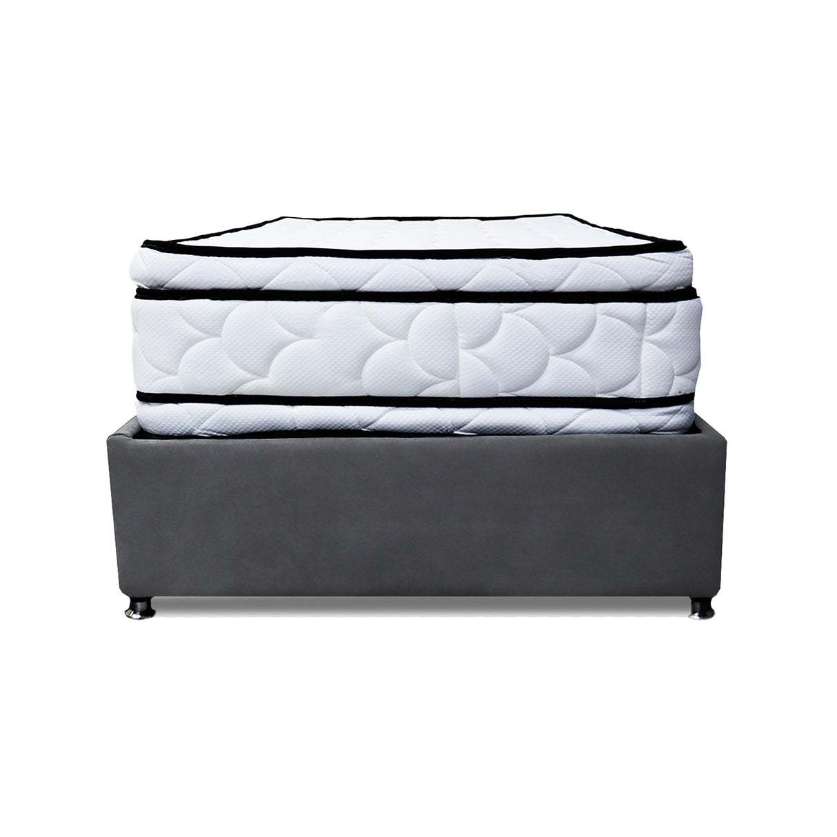 Combo Cama Tarima Nido y Cabecero Nube Gris Oscuro 140x35cm para Colchón Doble 140 X 190 Cm con Colchón