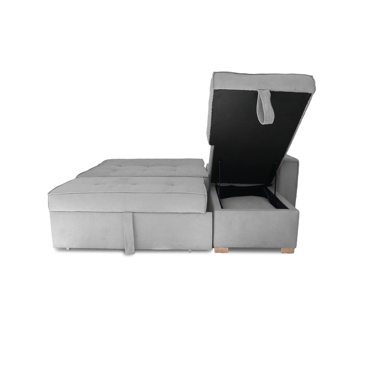 Sofá Cama Esquinero Marsella Gris 210x95cm de Cinco Puestos Reclinable con Apoya Brazos