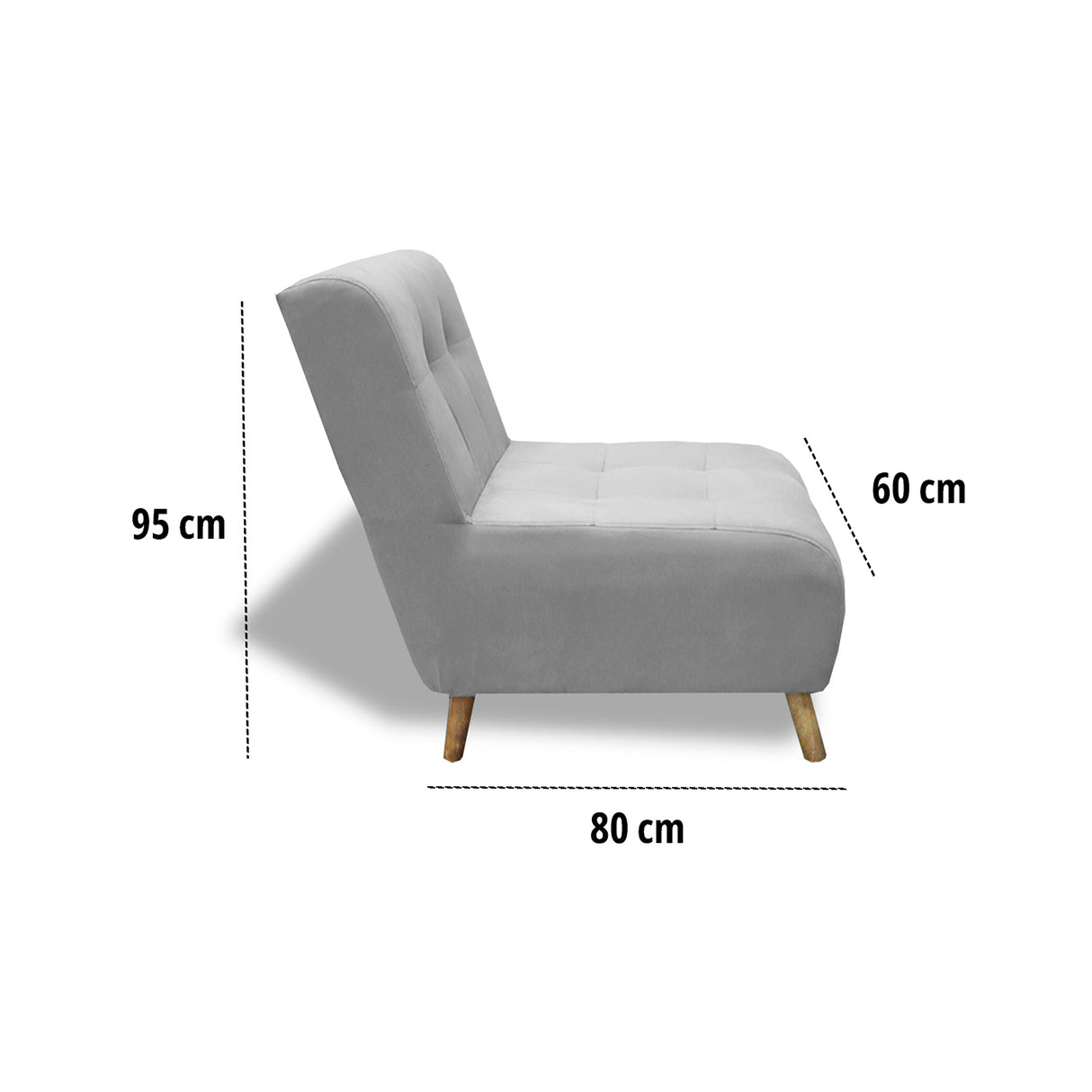 Poltrona Milan Plata 60x95cm de Un Puesto sin Apoya Brazos