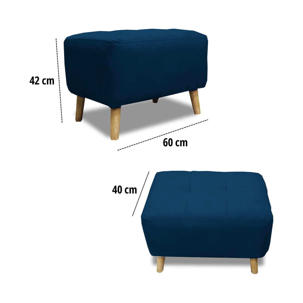 Puff Milan Azul 60x42cm de Un Puesto sin Apoya Brazos