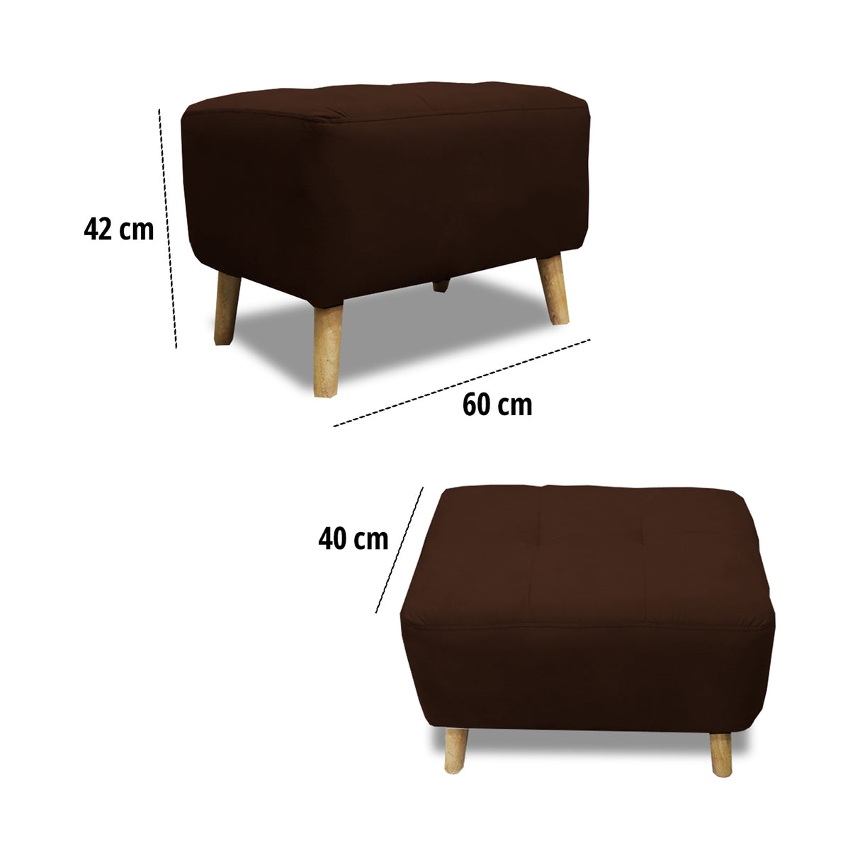 Puff Milan Marron 60x42cm de Un Puesto sin Apoya Brazos