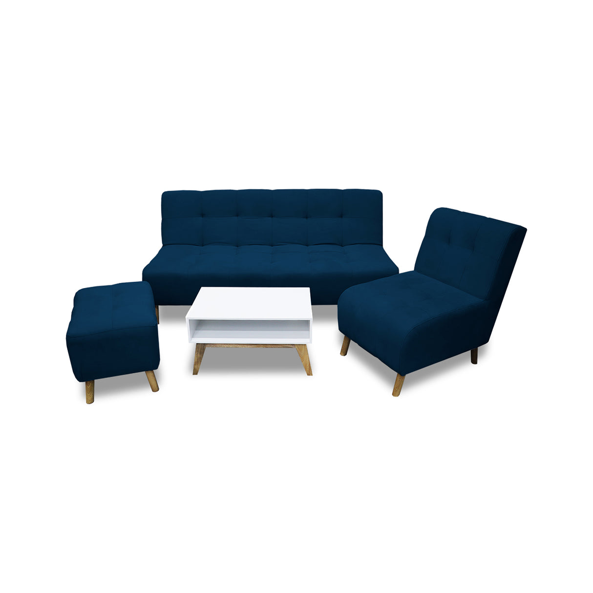 Sala Milan Azul 160x95cm de Cinco Puestos sin Apoya Brazos