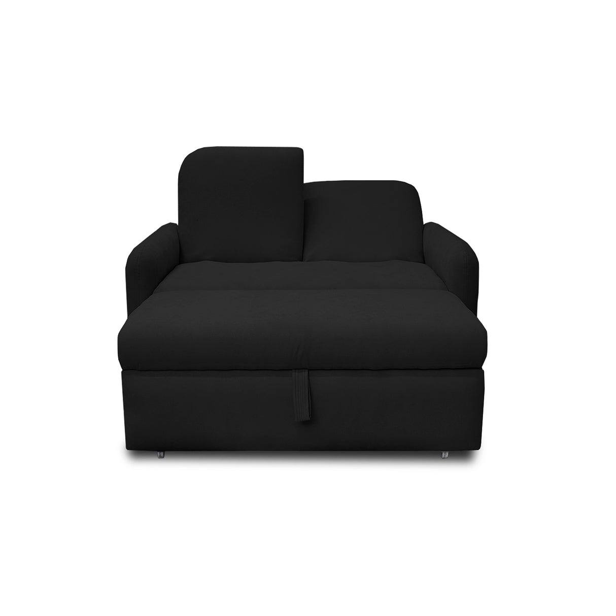 Sofacama Nube Negro 120x95cm de Dos Puestos Reclinable con Apoya Brazos