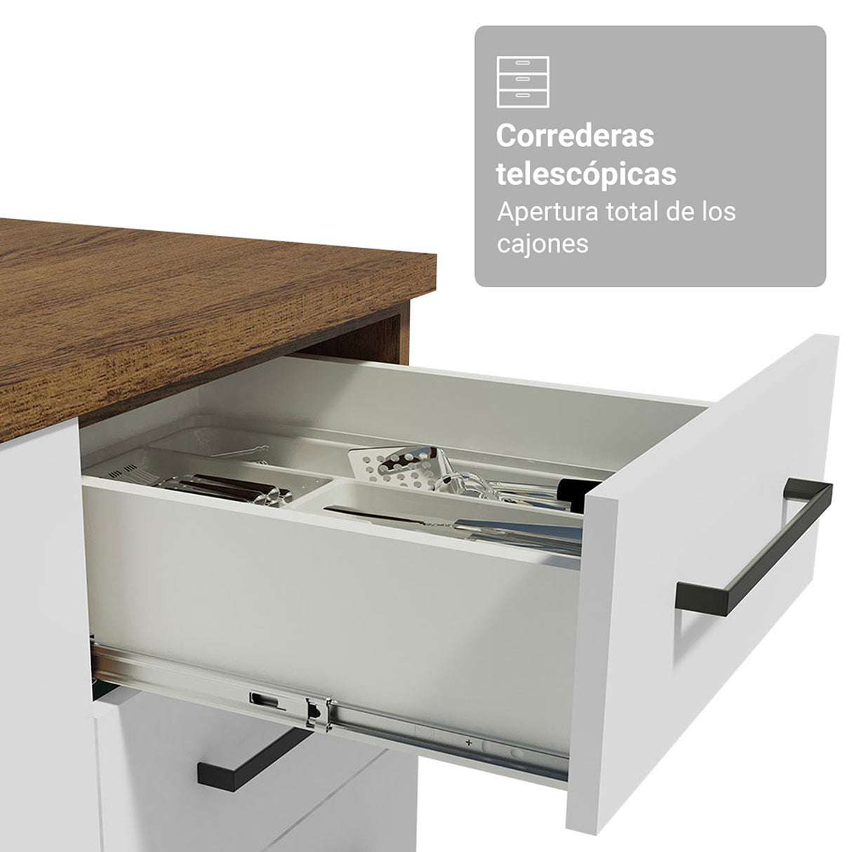 Mueble para Baño Agata Marrón y Blanco 120x225cm Individual sin Lavamanos con Tres Cajones y Tres Puertas