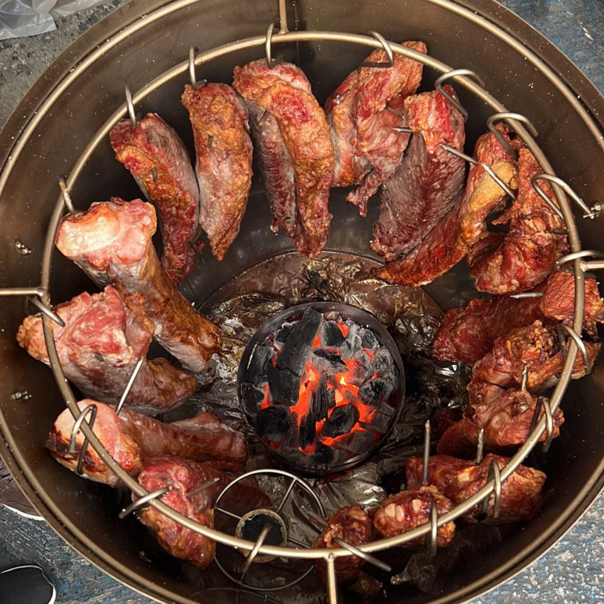Barril Asador Plateado 60x88cm de 80 Libras con Termómetro y Control de Ventilación
