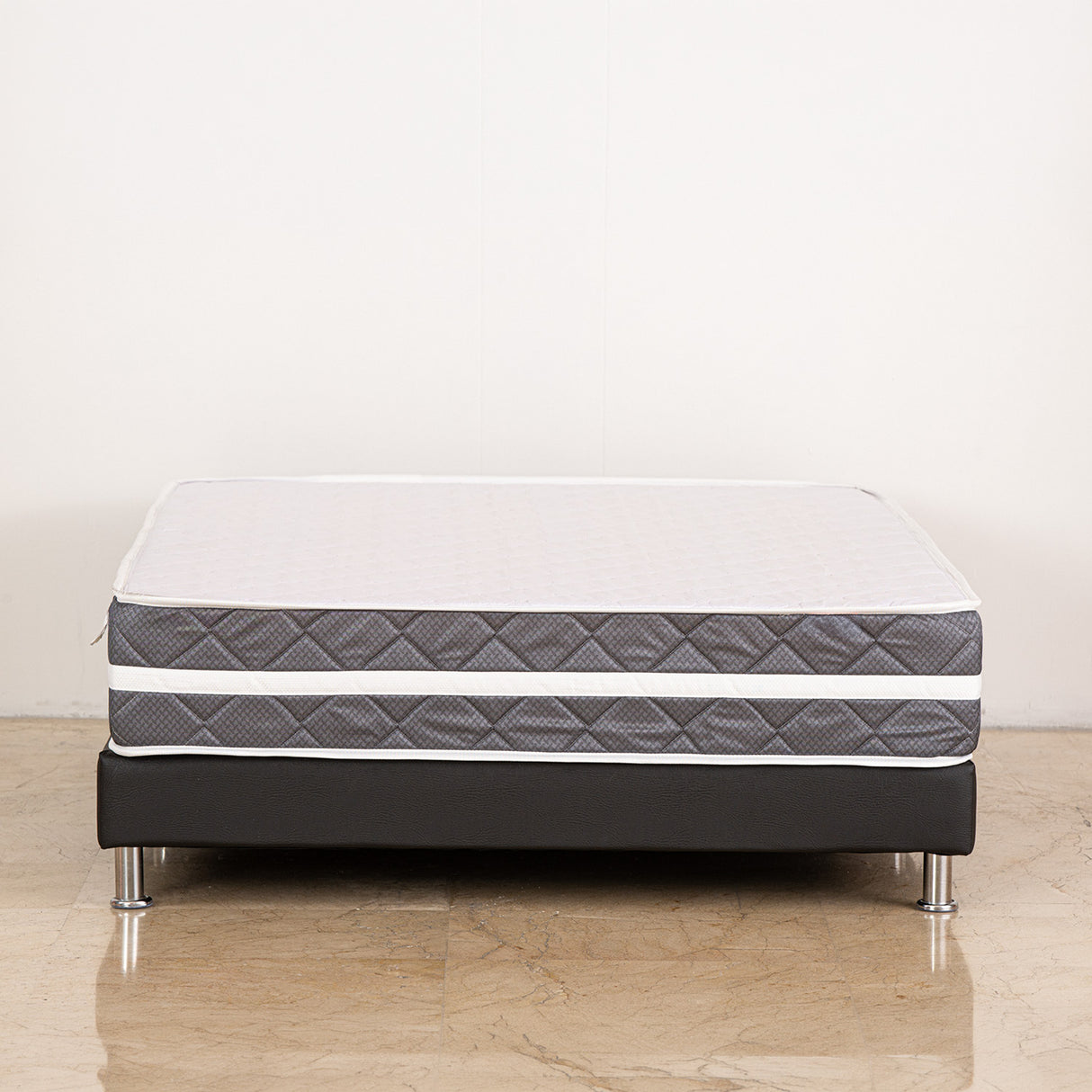 Colchón Juglar Gris y Blanco Sencillo 90 X 190 Cm Ortopedico Firmeza Firme Adaptable Doble Faz y Fuelle de 25cm