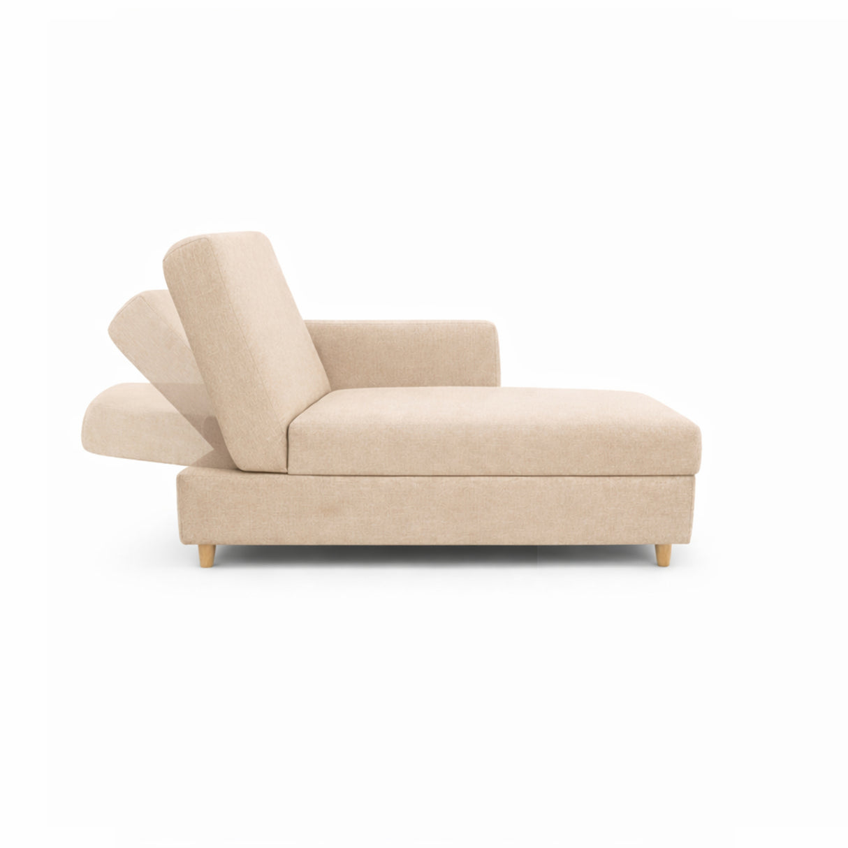 Sofá Cama Baúl Beige 143x45cm de Un Puesto Reclinable sin Appoya Brazos
