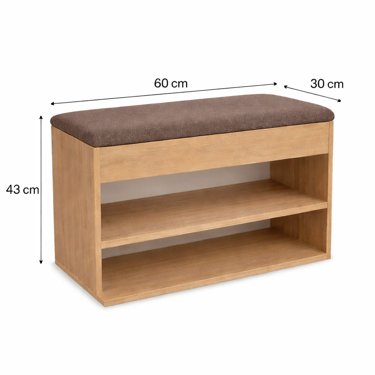 Zapatero Moca yFresno 60x43cm Horizontal de Dos Niveles con Asiento Integrado y para Seis Pares