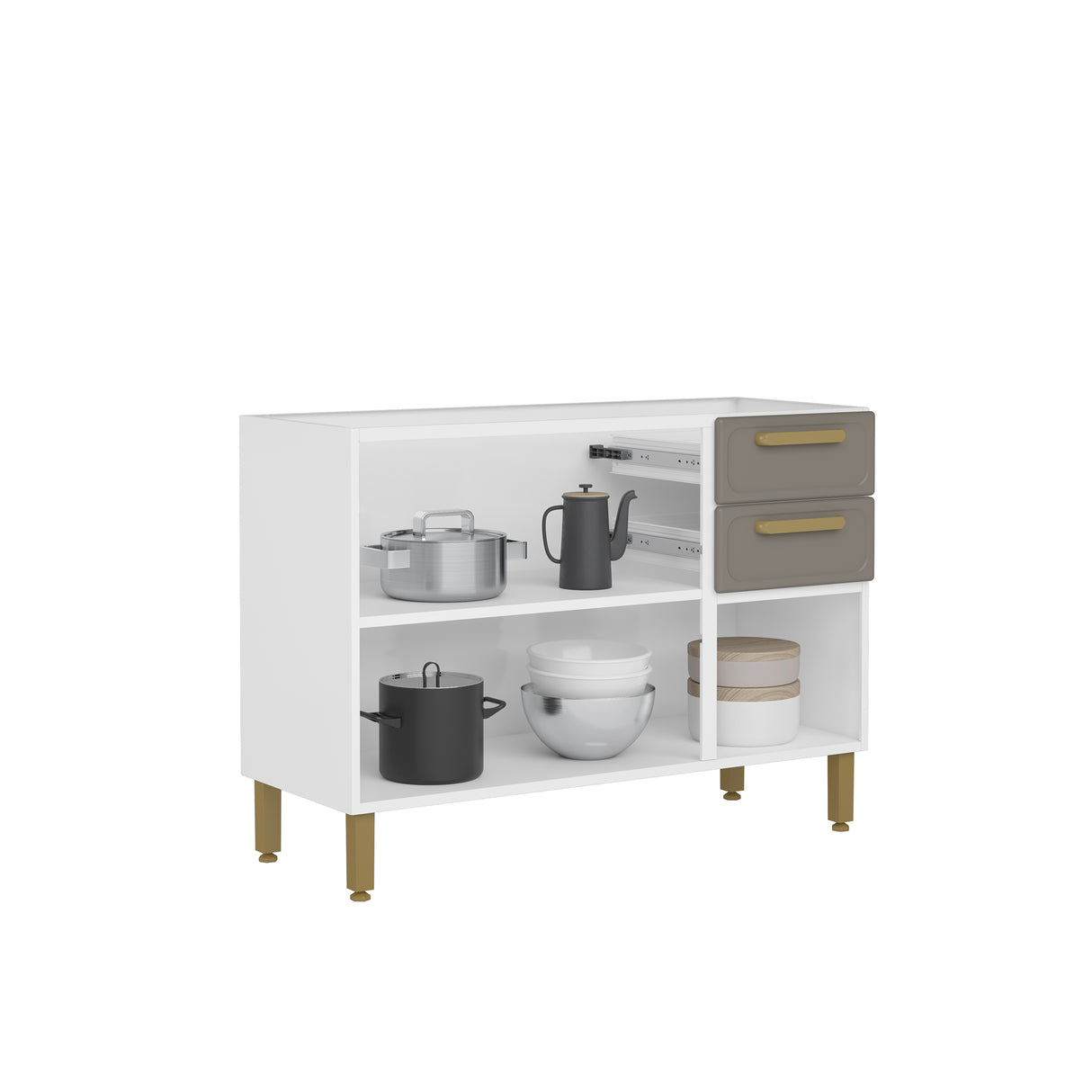 Mueble Inferior de Cocina Bella Cemento 120x86cm sin Mesón y sin Estufa