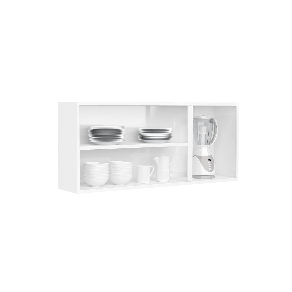 Mueble Superior de Cocina Essencia Cemento 120x52cm con Un Entrepaño y Tres Puertas de Rattan Oscuras