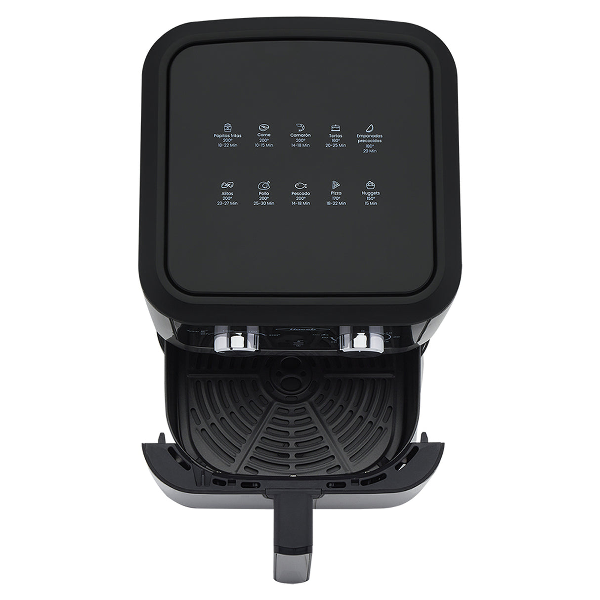 Freidora de Aire Haceb Negro 26.5x35cm de 6 Litros con Un Compartimiento de Cocción y con 10 Funciones Preconfiguradas