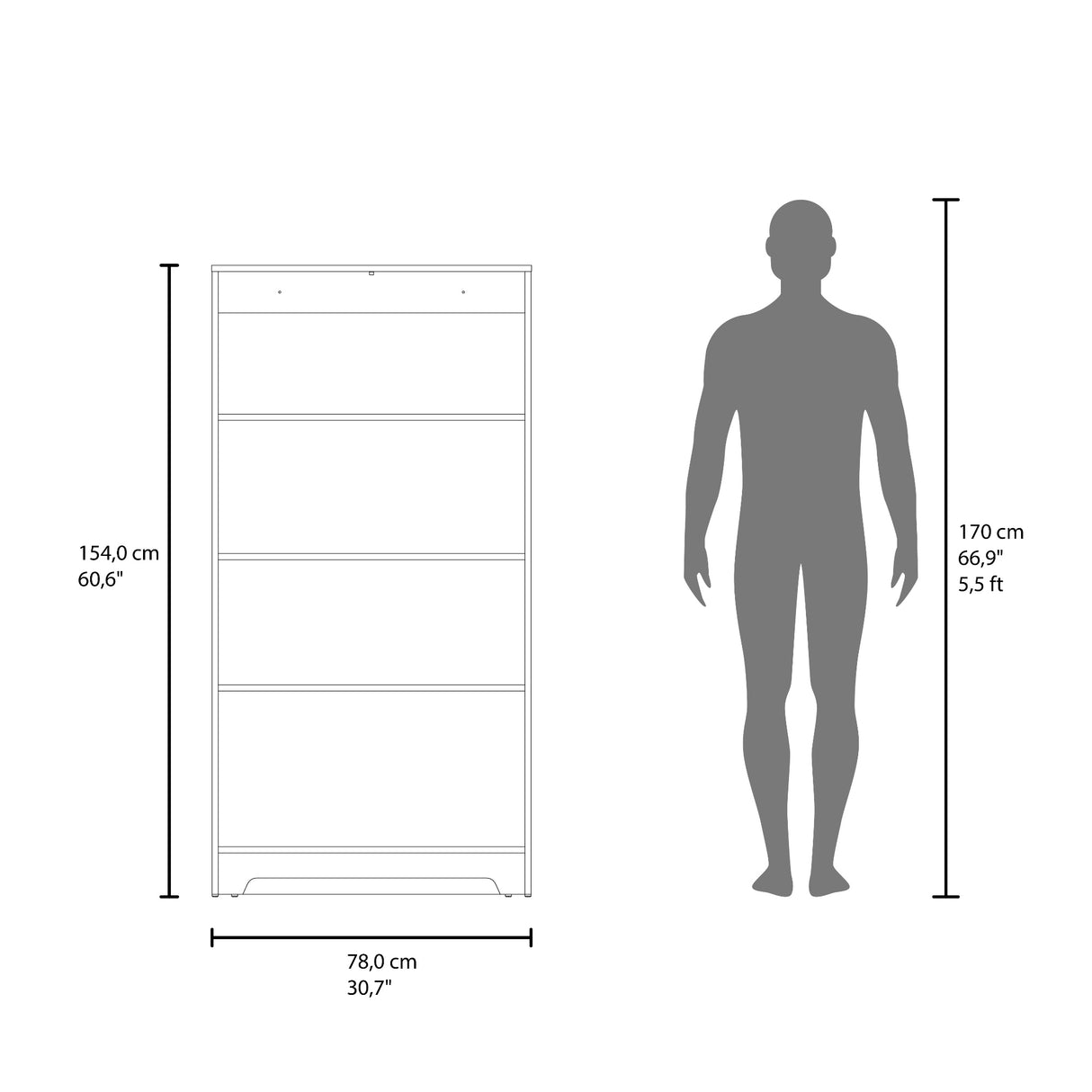 Alacena Ossa Wengue 78x154cm con Dos Puertas
