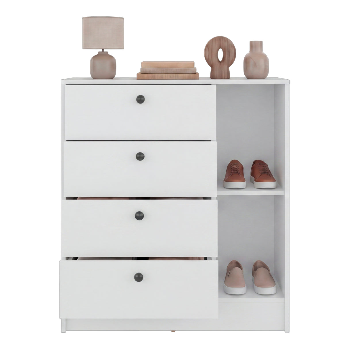 Cajonera Havana Blanco 80x89cm de Cuatro Hileras con Cuatro Cajones