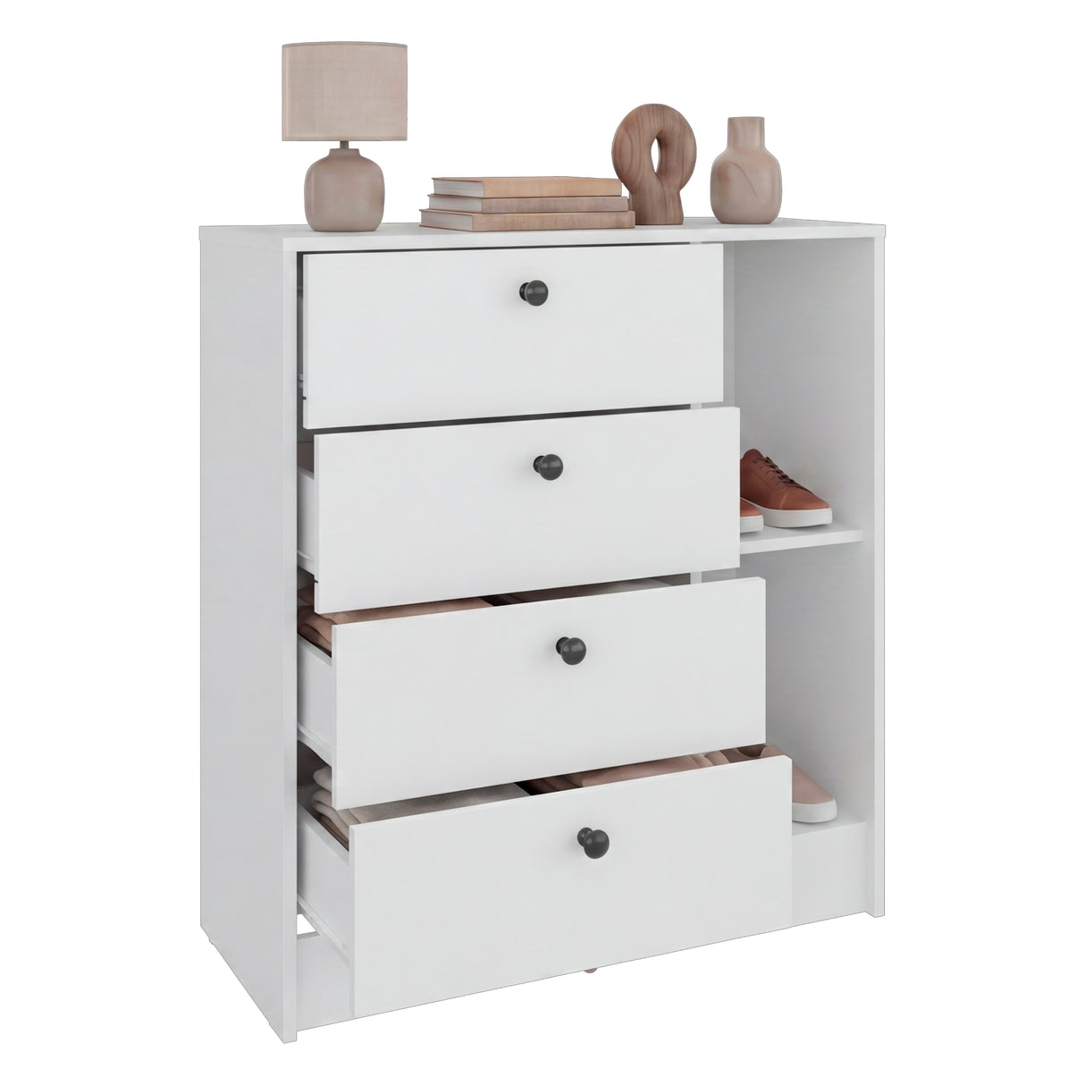 Cajonera Havana Blanco 80x89cm de Cuatro Hileras con Cuatro Cajones
