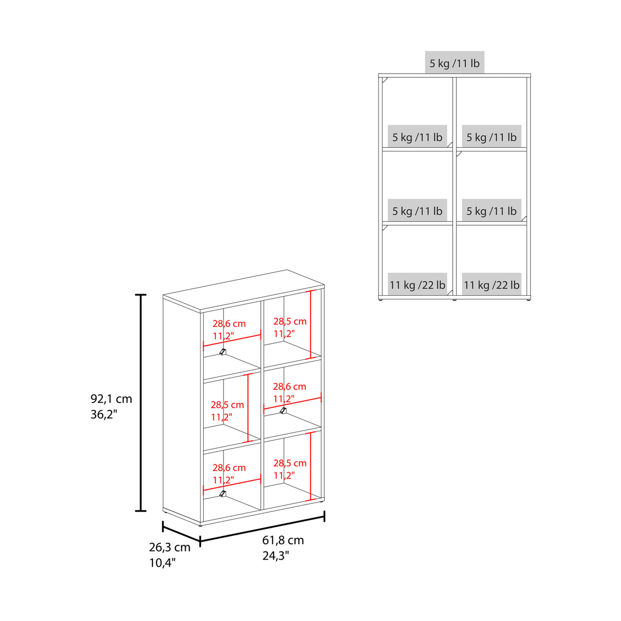 Mueble Organizador Lena Blanco 61.8x92cm de Tres Hileras con Tres Cajas de Tela