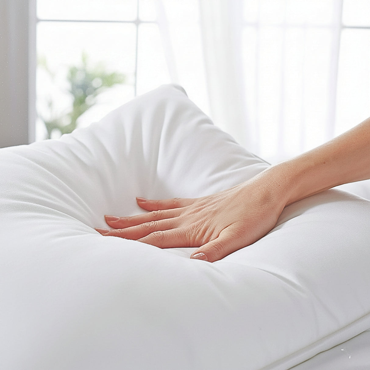 Almohada Hotelera Blanco 50x70cm de Relleno de Fibra Siliconada Medio Suave Hipoelergénica Multi Postura
