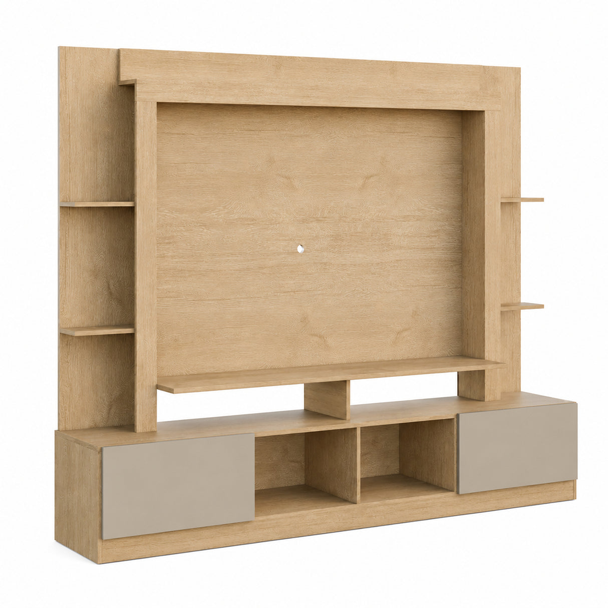 Centro de Entretenimiento Castaño 213x171cm para TV Hasta 65" Pulgadas con Trece Compartimientos con Ranura para Cables