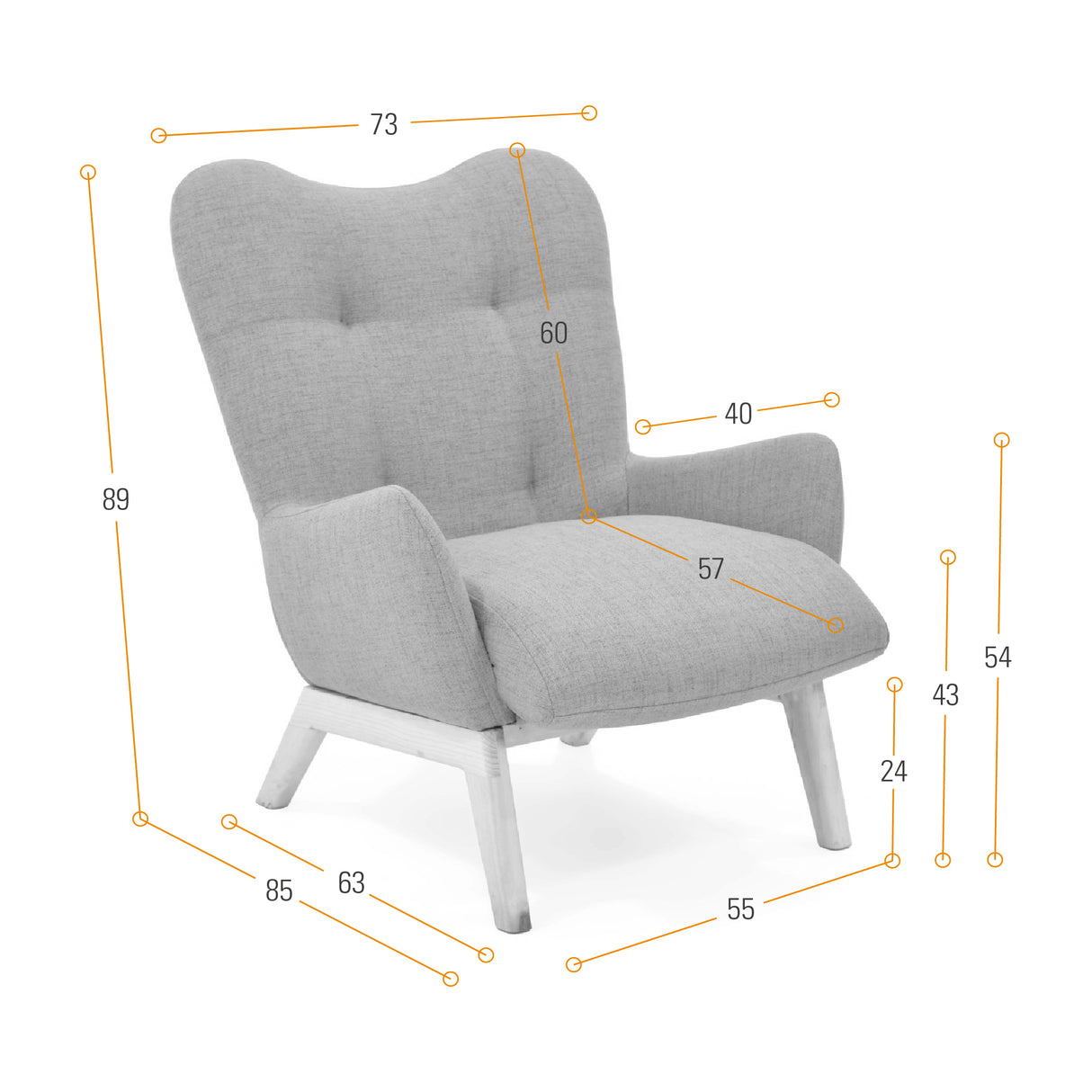 Poltrona Veneto Mostaza y Matiz Natural 73x89cm de Un Puesto y con Apoya Brazos