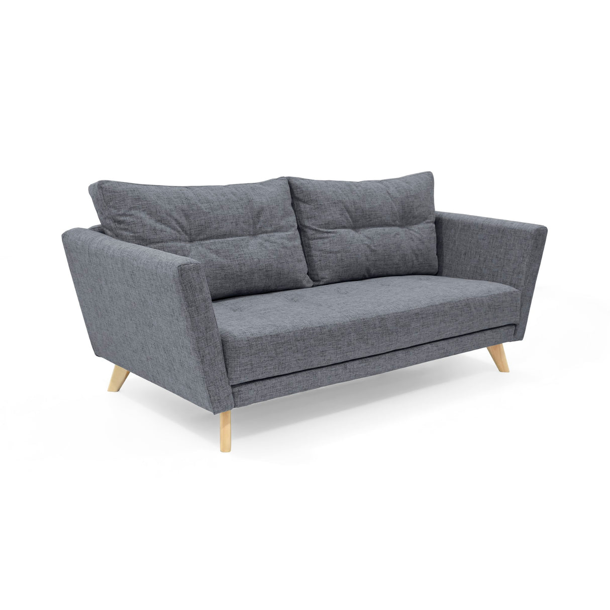 Sofá Grecia Gris y Matiz Natural 192x84cm de Tres Puestos y con Apoya Brazos