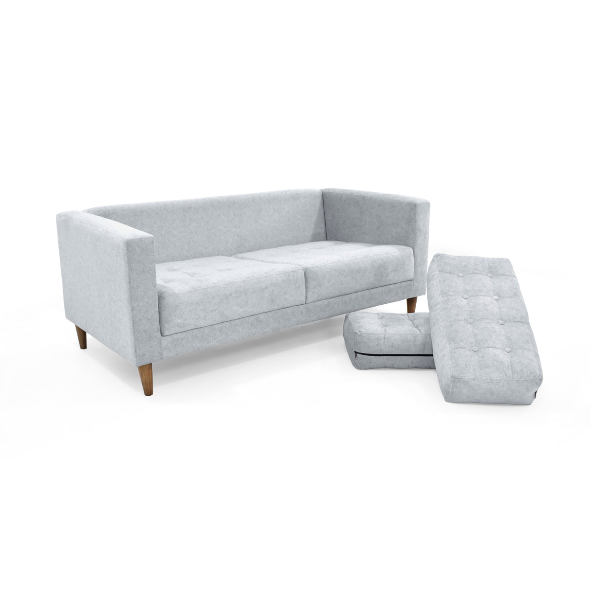 Sofá Donatello Plata y Matiz Caoba 183x81cm de Tres Puestos y con Apoya Brazos