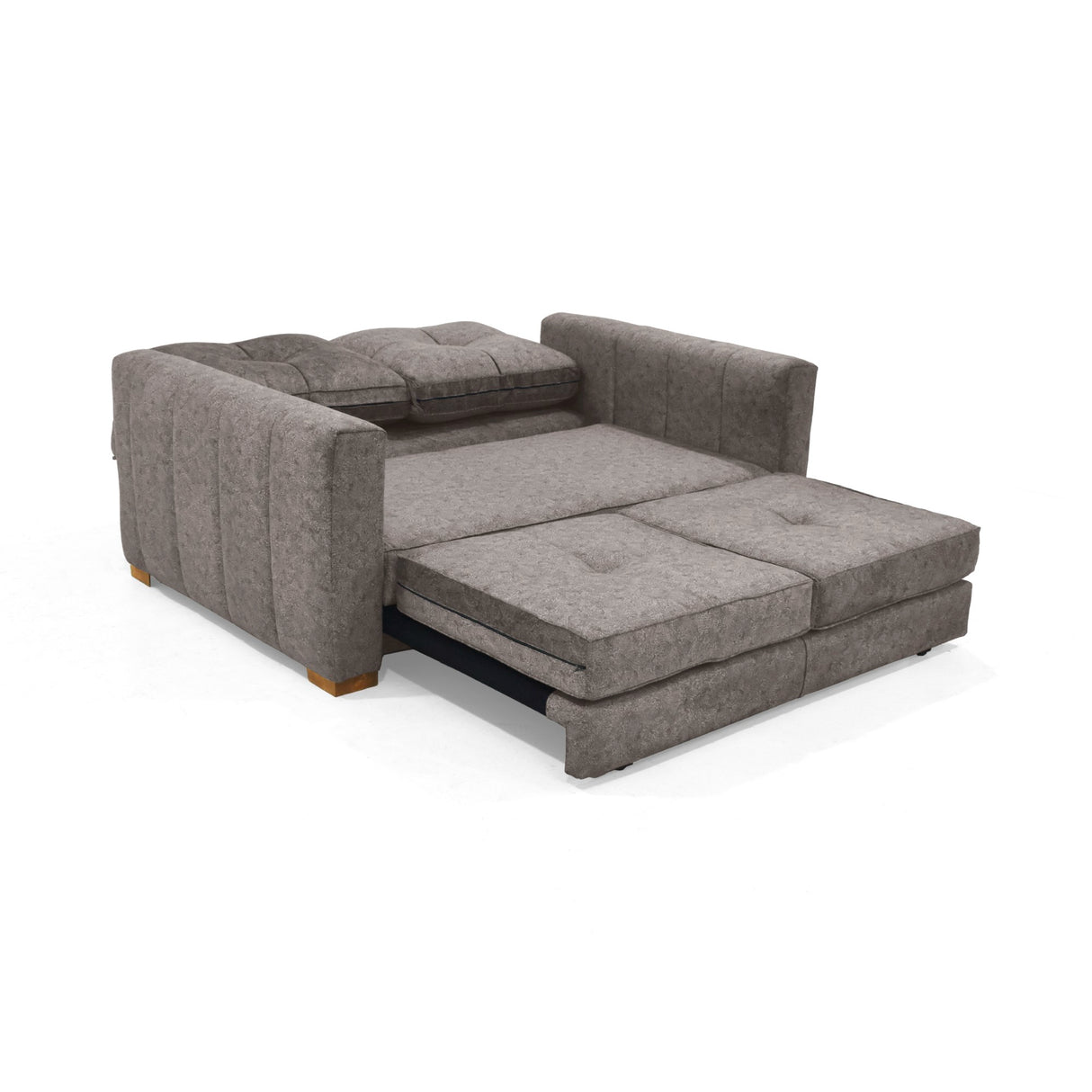 Sofacama Doha Taupe y Matiz Caoba 150x87cm de Dos Puestos Reclinable y con Apoya Brazos