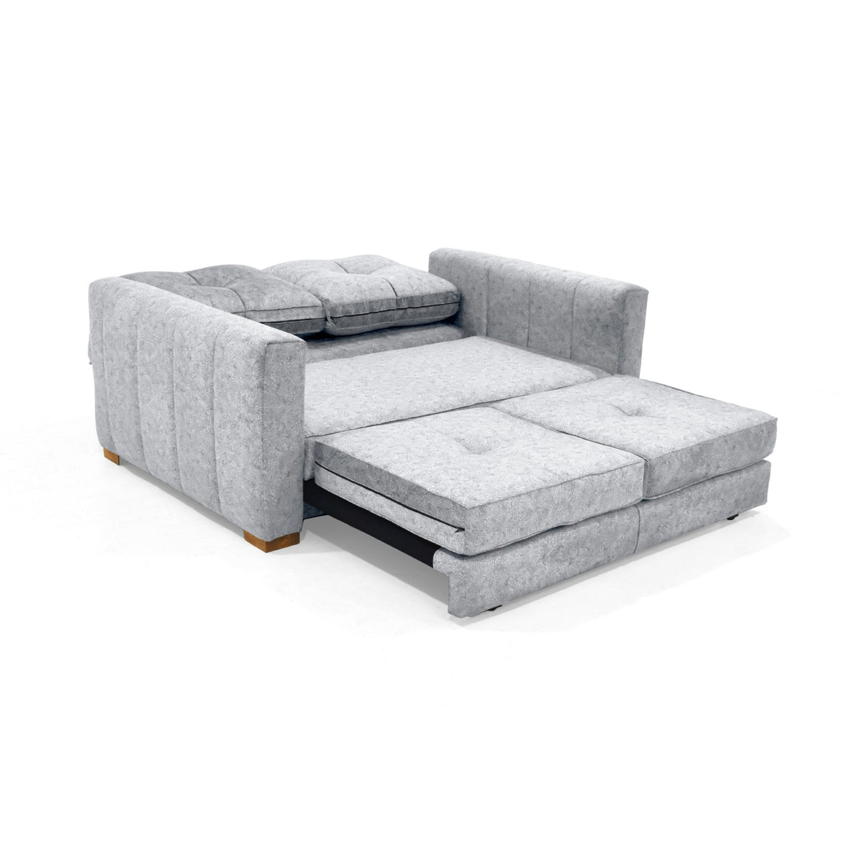 Sofacama Doha Plata y Matiz Caoba 150x87cm de Dos Puestos Reclinable y con Apoya Brazos