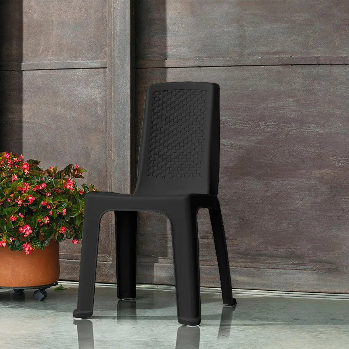 Set x 6 Sillas Eterna Negro 49x86.5cm de Asiento Rectangular con Espaldar y sin Apoya Brazos