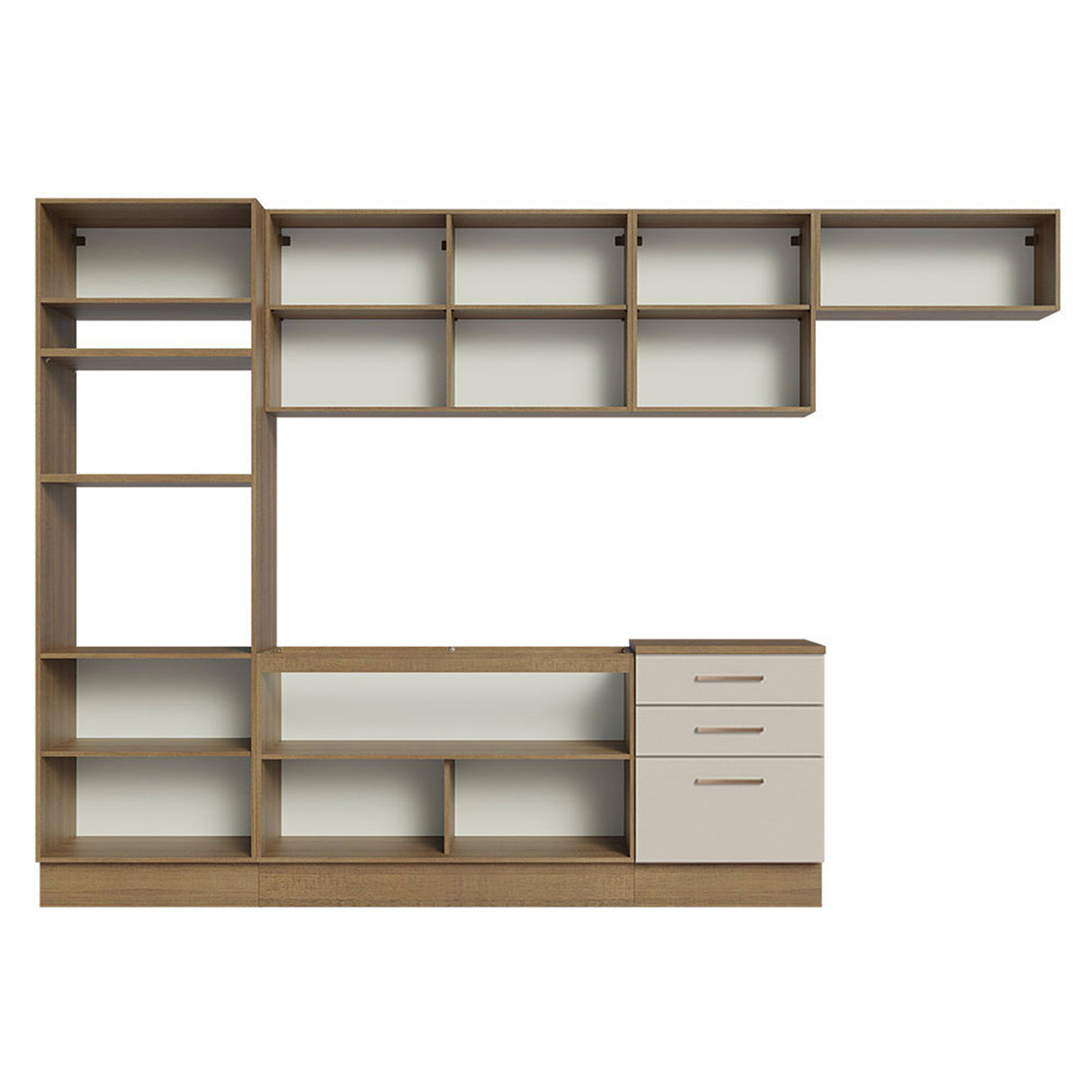 Cocina Integral Agata Marrón y Crema 330x225cm sin Mesón para Pozuelo Izquierda y sin Estufa