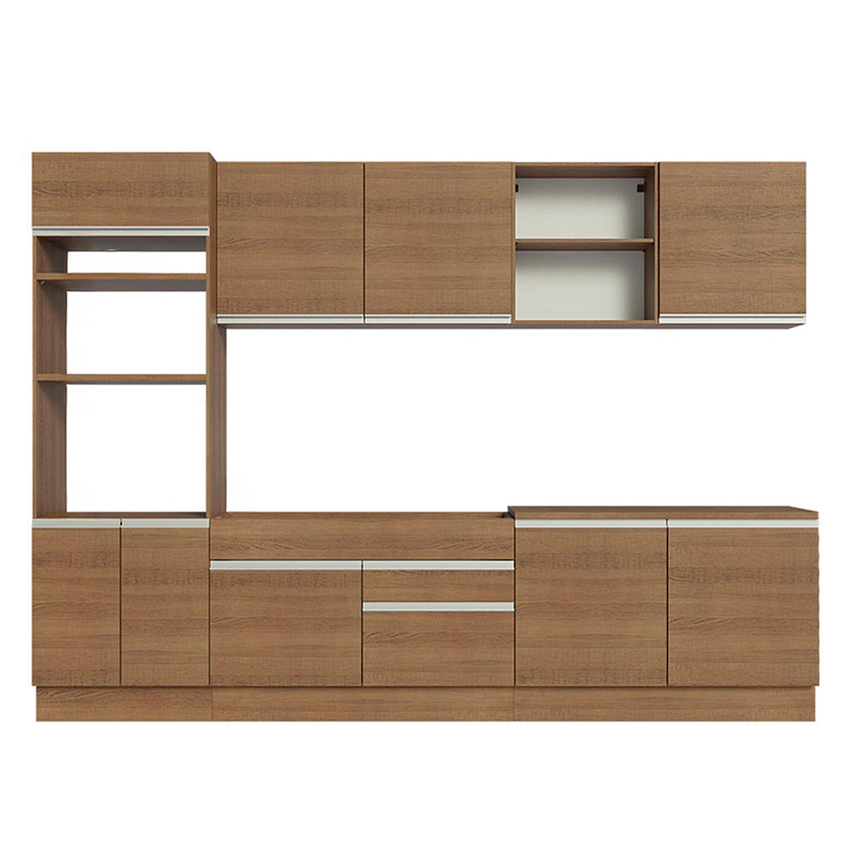 Cocina Integral Glamy Marrón 310x225cm sin Mesón para Pozuelo Izquierda y sin Estufa