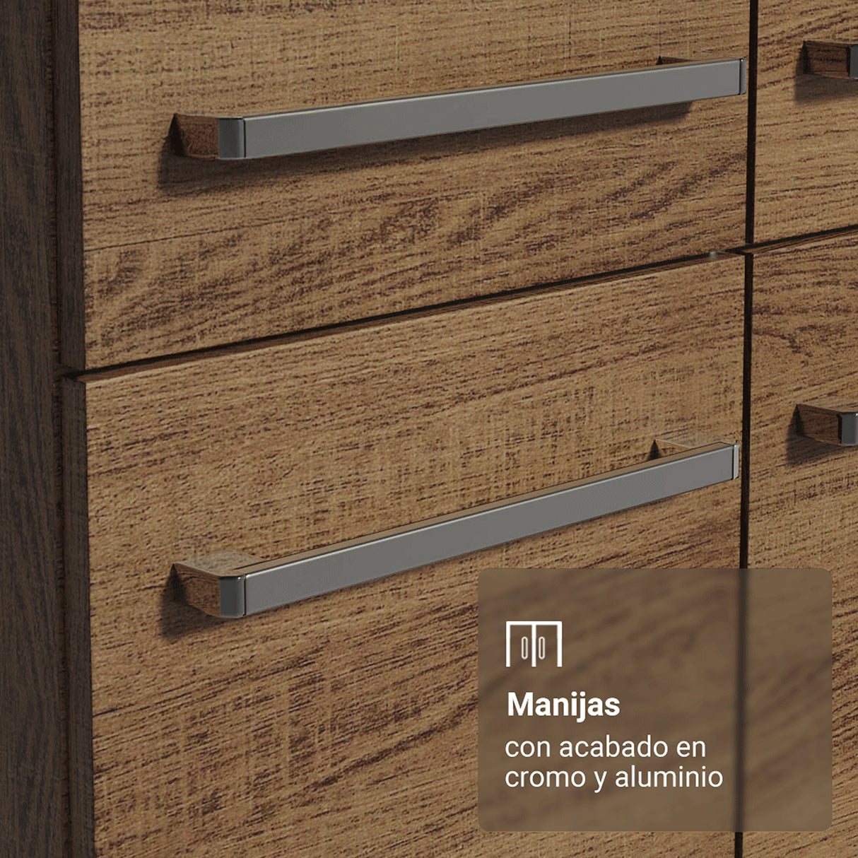 Cocina Integral Emily Marrón 137x186cm con Mesón de Madera Aglomerada Mdf con Siete Puertas y sin Estufa