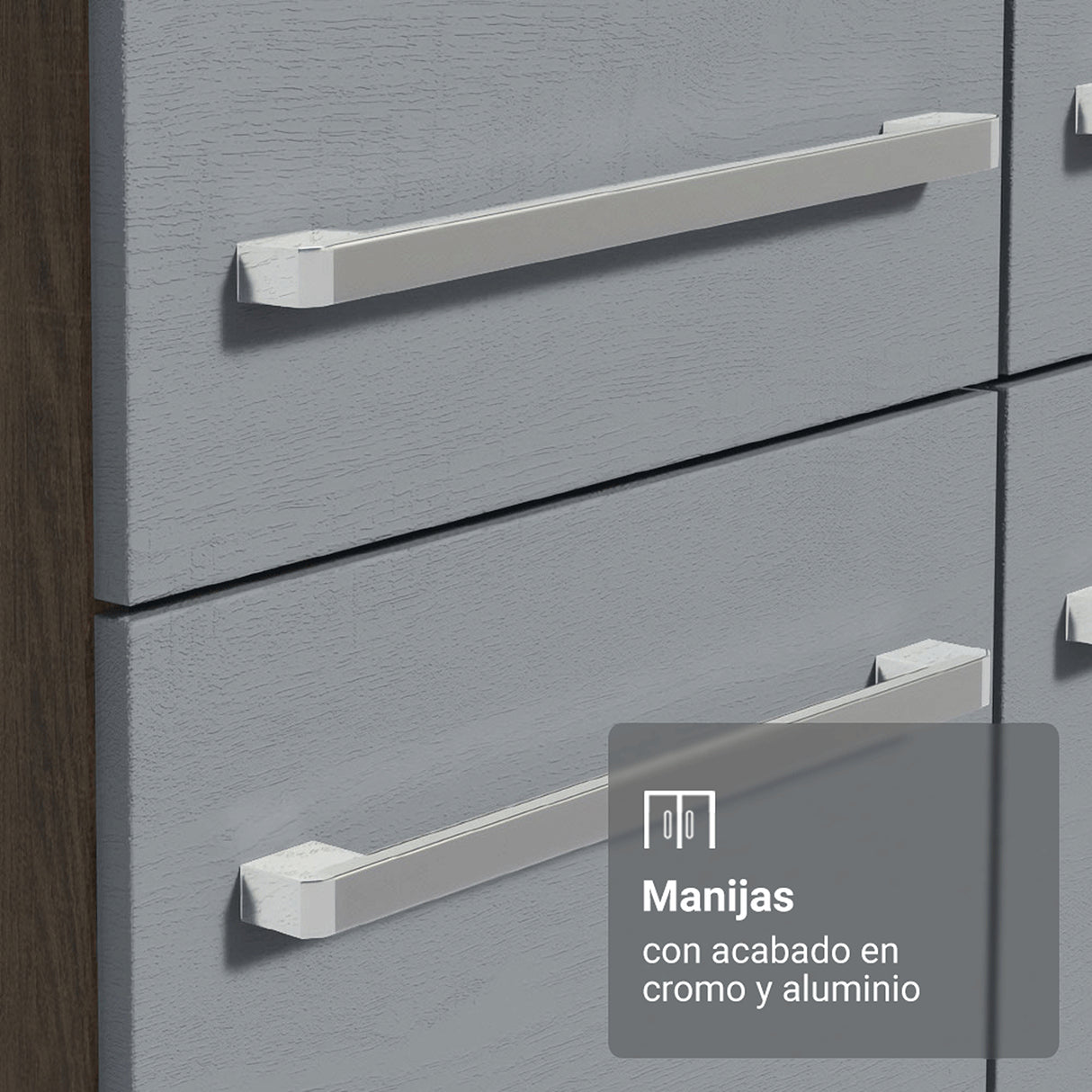 Cocina Integral Emily Marrón y Gris 229x186cm con Mesón de Madera Aglomerada Mdp y sin Estufa