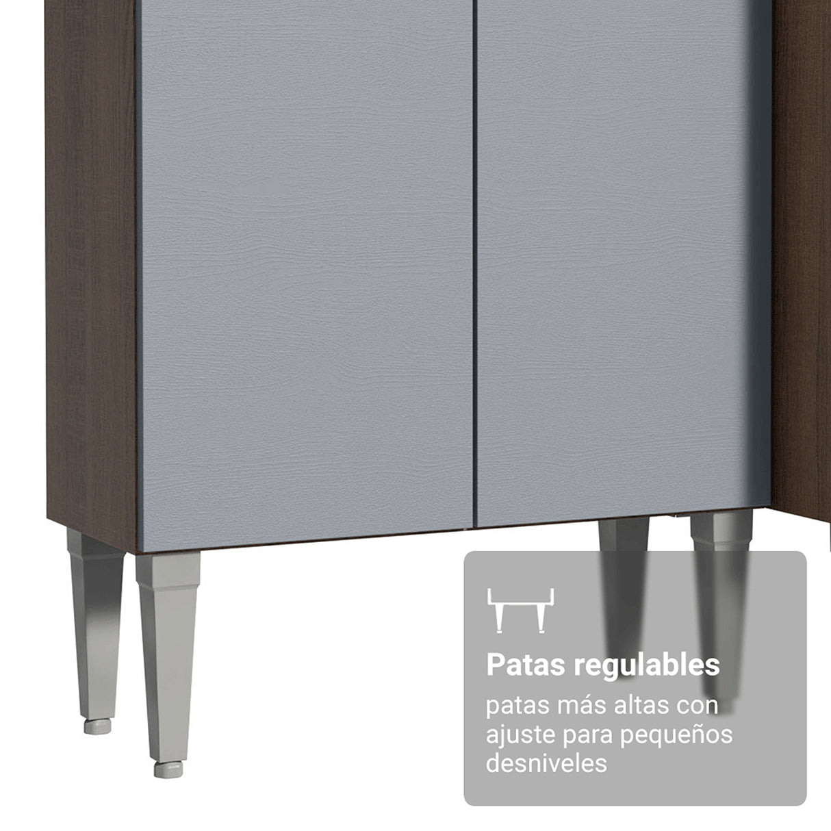 Cocina Integral Emily Marrón y Gris 229x186cm con Mesón de Madera Aglomerada Mdp y sin Estufa