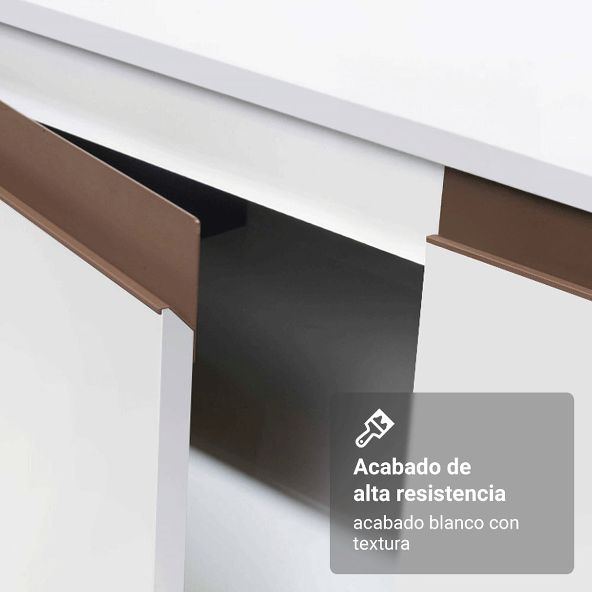 Cocina Integral Reims Blanco 250x210cm con Mesón de Madera Aglomerada Mdp con Un Cajón y sin Estufa