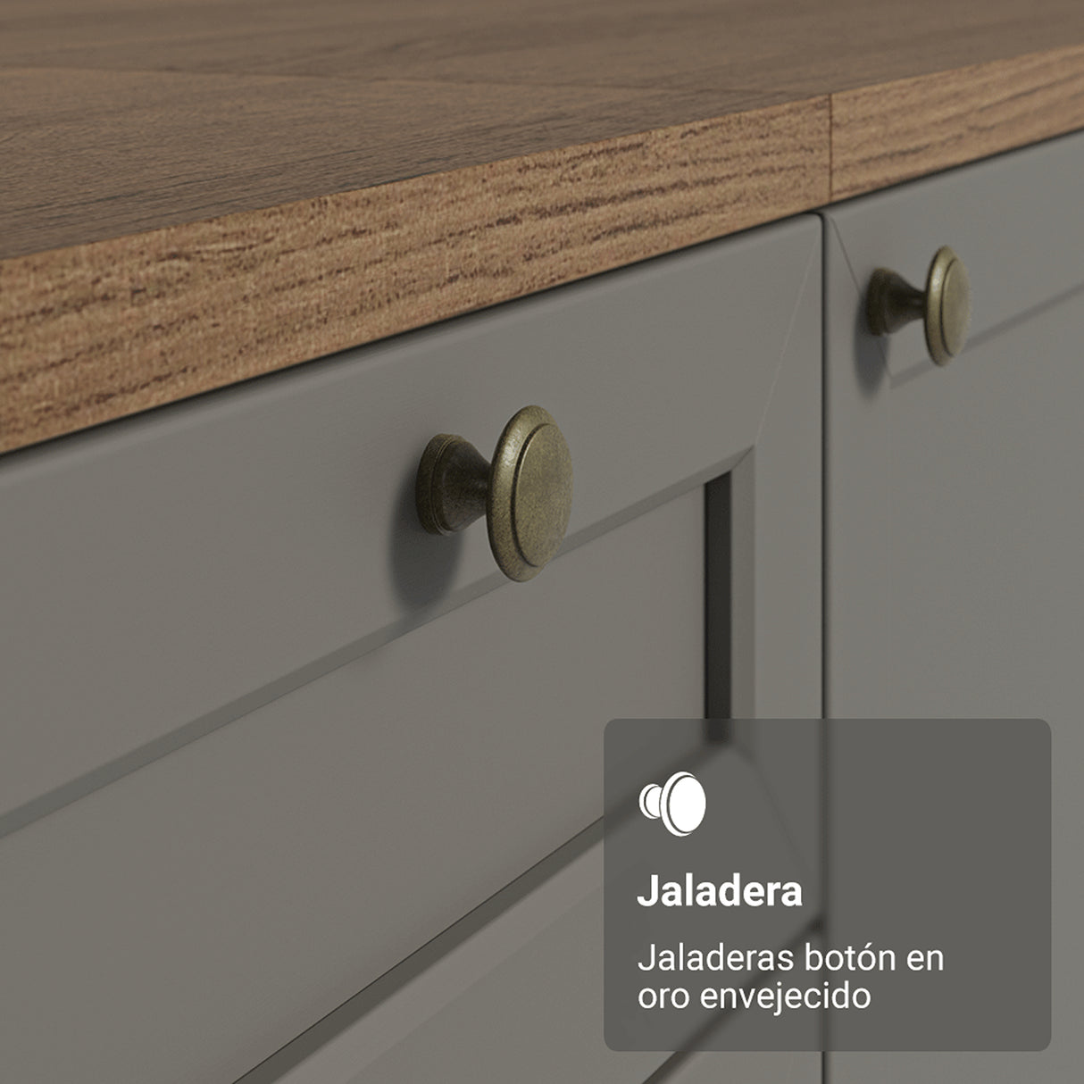 Cocina Integral Vik Marrón y Gris 180x225cm sin Mesón para Pozuelo Izquierda con Dos Puertas Inferiores y sin Estufa