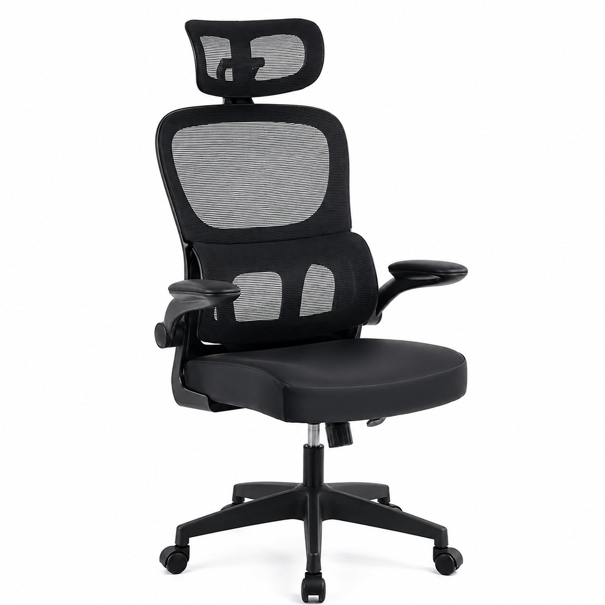 Silla Gerencial Negro 65x120cm con Apoya Brazos con Soporte Lumbar y con Apoya Cabezas