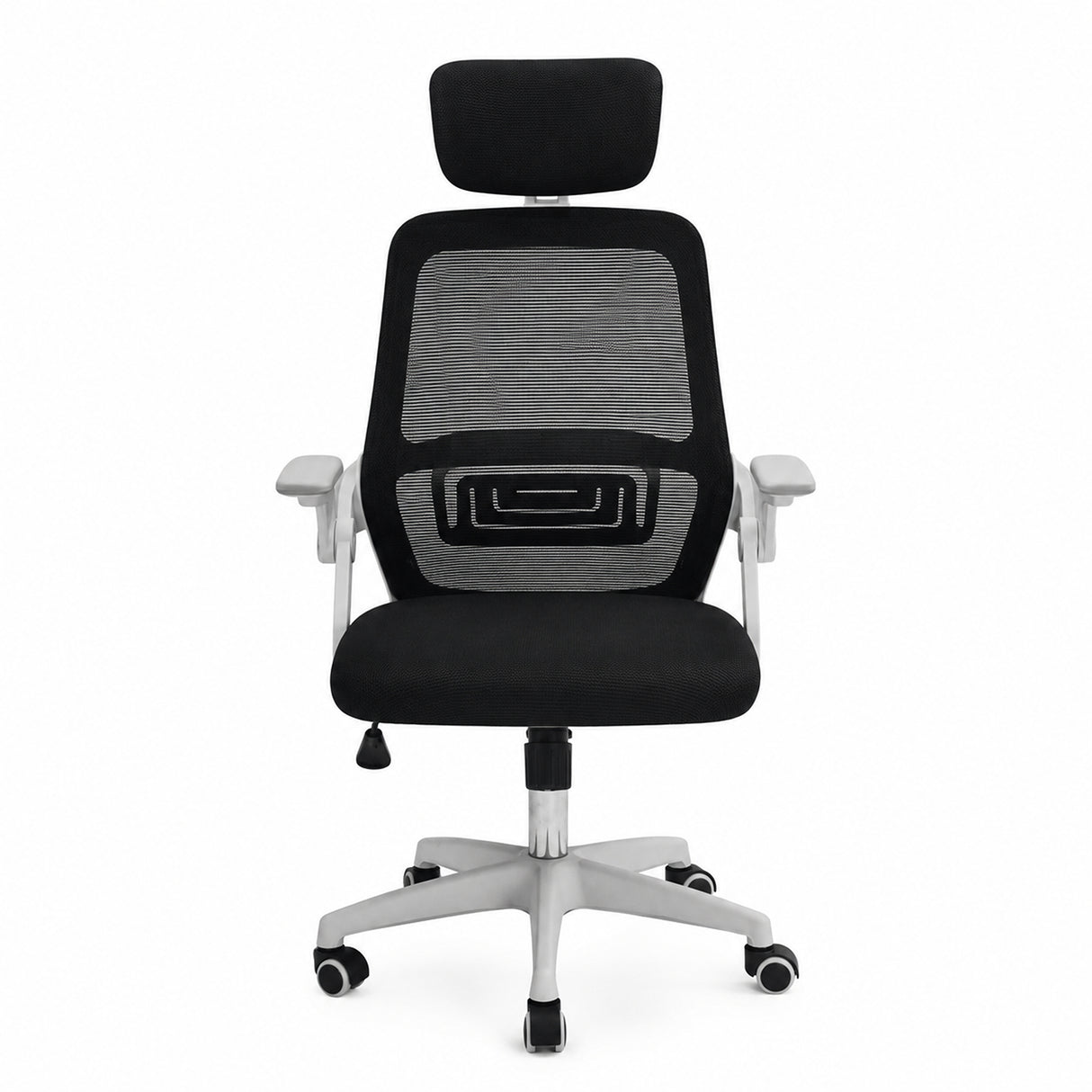Silla Gerencial Negro y Blanco 52x105cm con Apoya Brazos con Soporte Lumbar y con Apoya Cabezas
