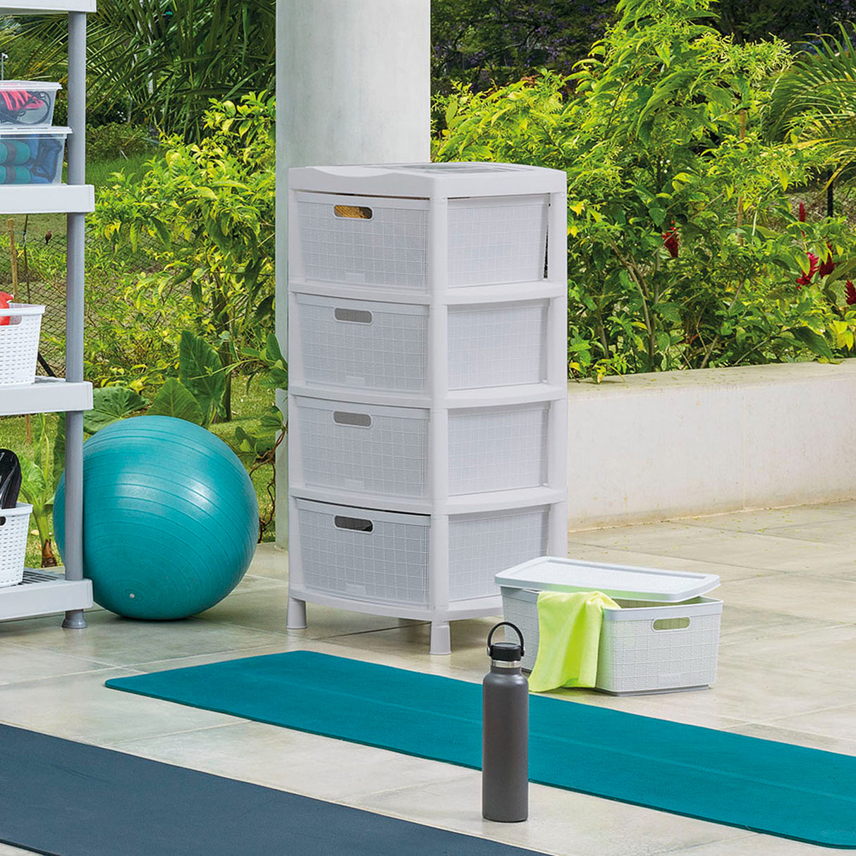 Gavetero Rimax Fique Gris Hielo 48x96cm de Cuatro Hileras con Cuatro Cajones y Tapa Organizadora