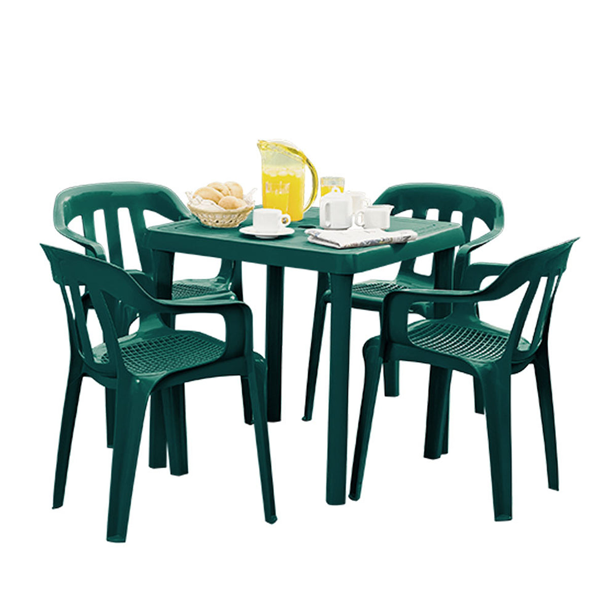 Mesa Auxiliar Rimax Caribe Verde 72x72cm Cuadrada con Patas