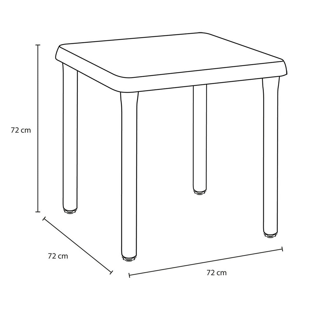 Mesa Auxiliar Rimax Caribe Rojo 72x72cm Cuadrada con Patas